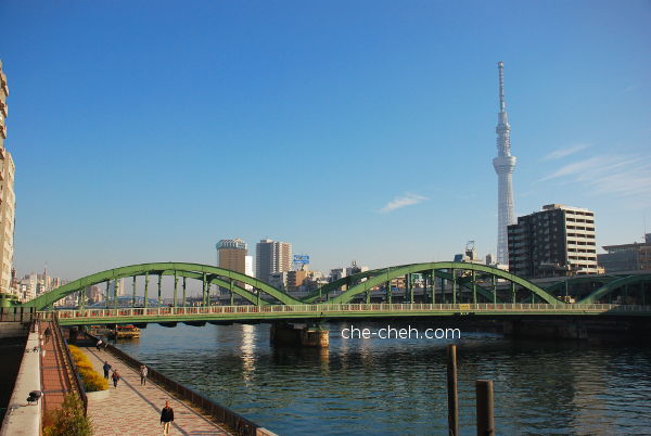 Morning View Of Umayabashi 厩橋 (Bridge) & Tokyo Skytree @ Tokyo
